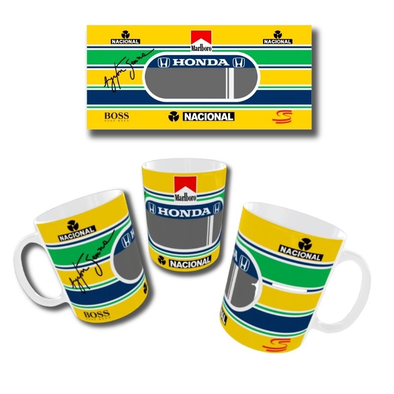 Caneca Personalizada Capacete Ayrton Senna 325ml Cerâmica