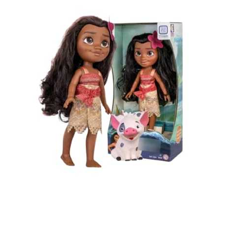 Boneca Moana C/ Porquinho Pua 33 Cm De Vinil Articulada