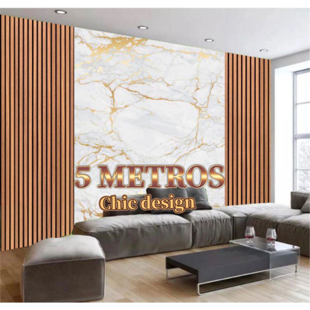 Papel de Parede Mármore Dourado 3D 5 METROS x 45CM Adesivo Autocolante para Sala, Quarto