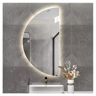 Espelho meia lua lavabo banheiro 65x45 lançamento com Led bloqueia moderno tendência sala