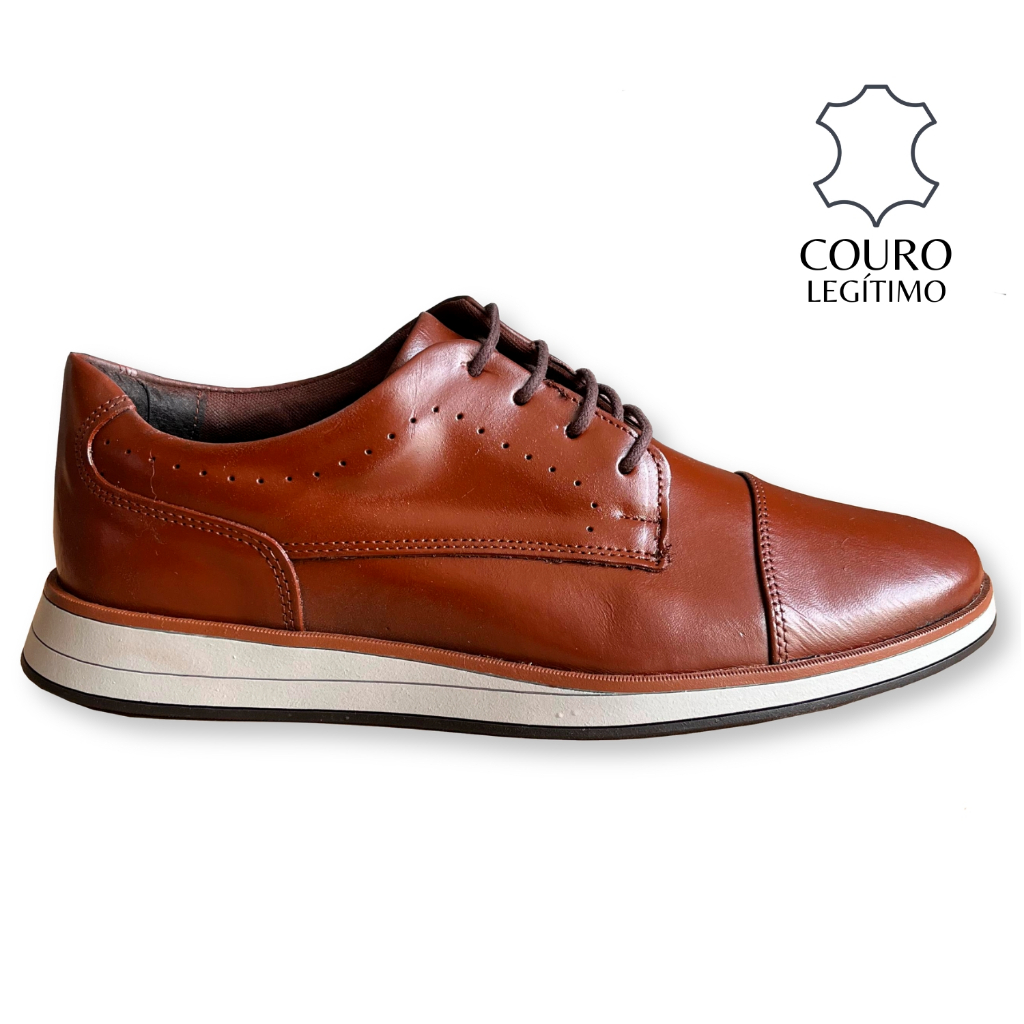 Sapato Masculino Oxford Couro Legitimo Derby Casual Social Moderno Confortável Atemporal Antiderrapante Elegante Estiloso da Moda Homem Clássico Slim Confort Preto Marrom