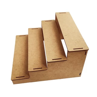 Escada para decoração de mesa C/ 4 degraus em mdf Cru