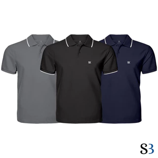 Kit 3 Camisas Blusas Gola Polo Algodão Piquet P ao GG e Plus Size G1 ao G9