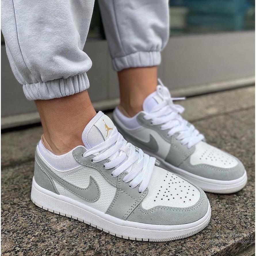 Tenis Nike Air jordan 1 Low Cano baixo Wolf Grey Feminino Masculino ...