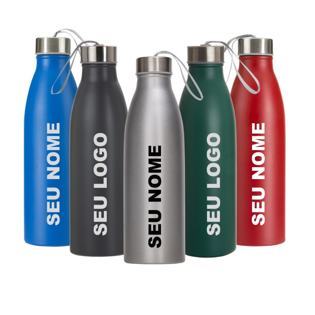 10 Garrafa Inox de 750ML Personalizada Com Logo - Nome - Frase - Time