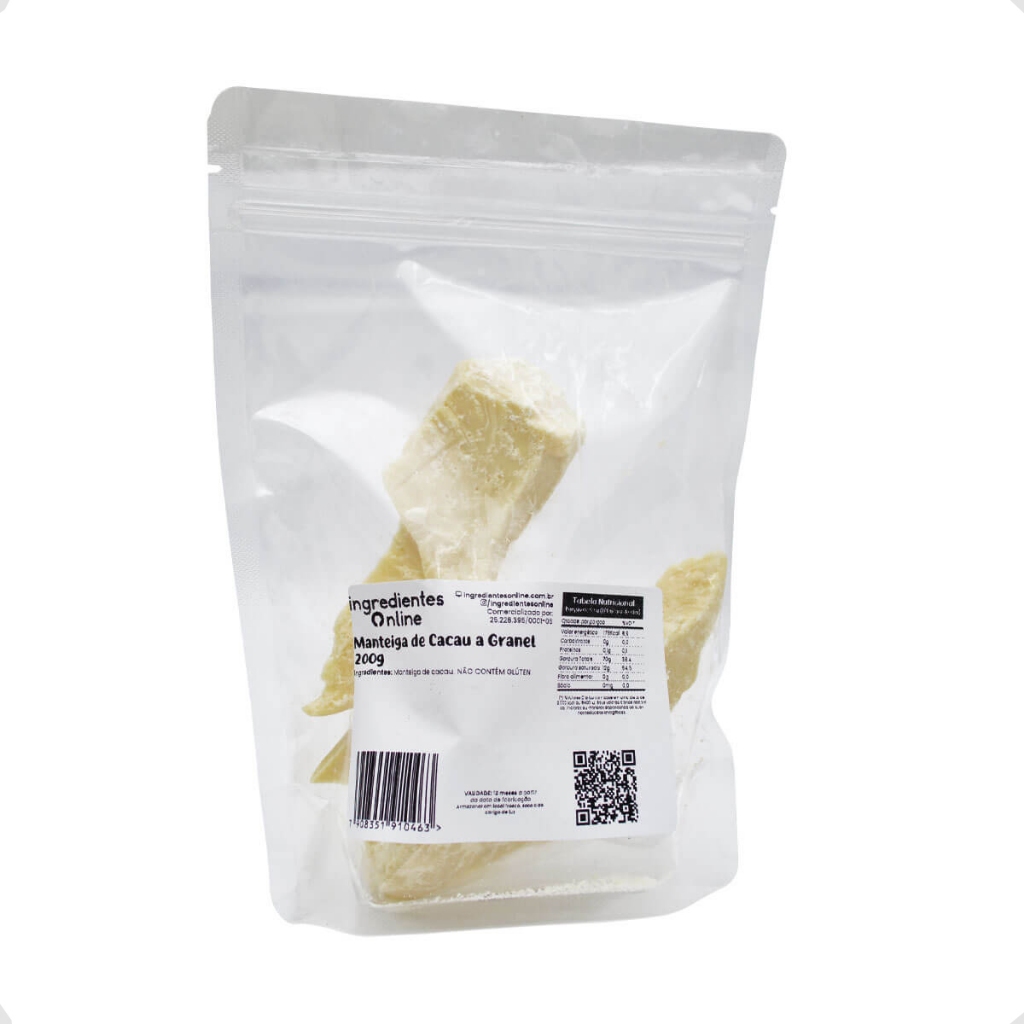 Manteiga de Cacau Pura Natural e Desodorizada 200g