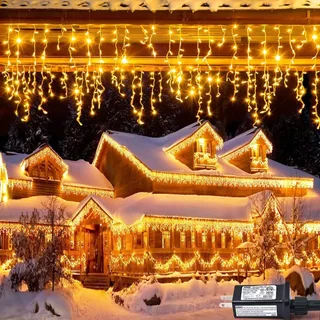 Cascata Pisca Pisca 400 Lâmpadas LED Fio Branco C/ 8 funções 10 metros Marca V8 Alto Qualidade