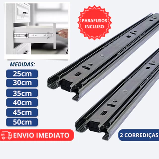 Corrediça Telescópica Trilho De Gaveta Com Parafusos 25cm 30cm 35cm 40cm 45cm 50cm