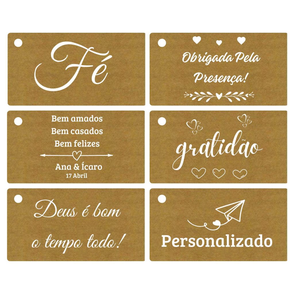 Etiquetas tags Personalizadas em Papel kraft SEM fio cordão