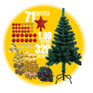 Arvore Natal Grande Decorada Completa 120cm Pisca Led Luxo