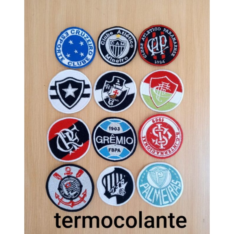 kit 10 patch aplique bordado termocolante escudo de times 6 Botafogo e 4 do vasco