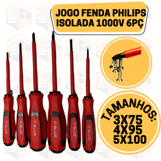 Jogo Chave Fenda E Philips Magneticas Isolada Eletricista 6 Peças Imã