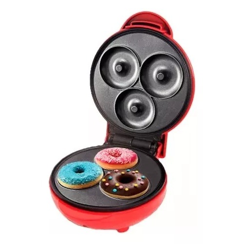 Máquina De Donuts Mini Faz 3 Rosquinhas Confeitaria Waffle