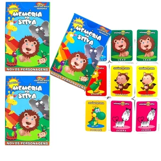 10 Jogo da Memoria Infantil Selva Animais Kit Festa Lembrancinha Prenda