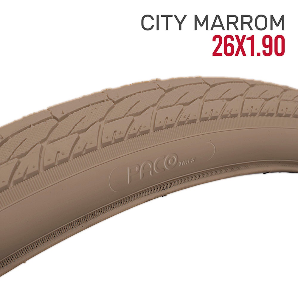 Pneu Paco Bicicleta Aro 26x1.90 City Marrom Ciclismo Mtb
