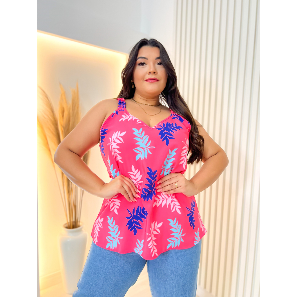 Conjunto Plus Size Preto Camisa e Cropped com Lastex