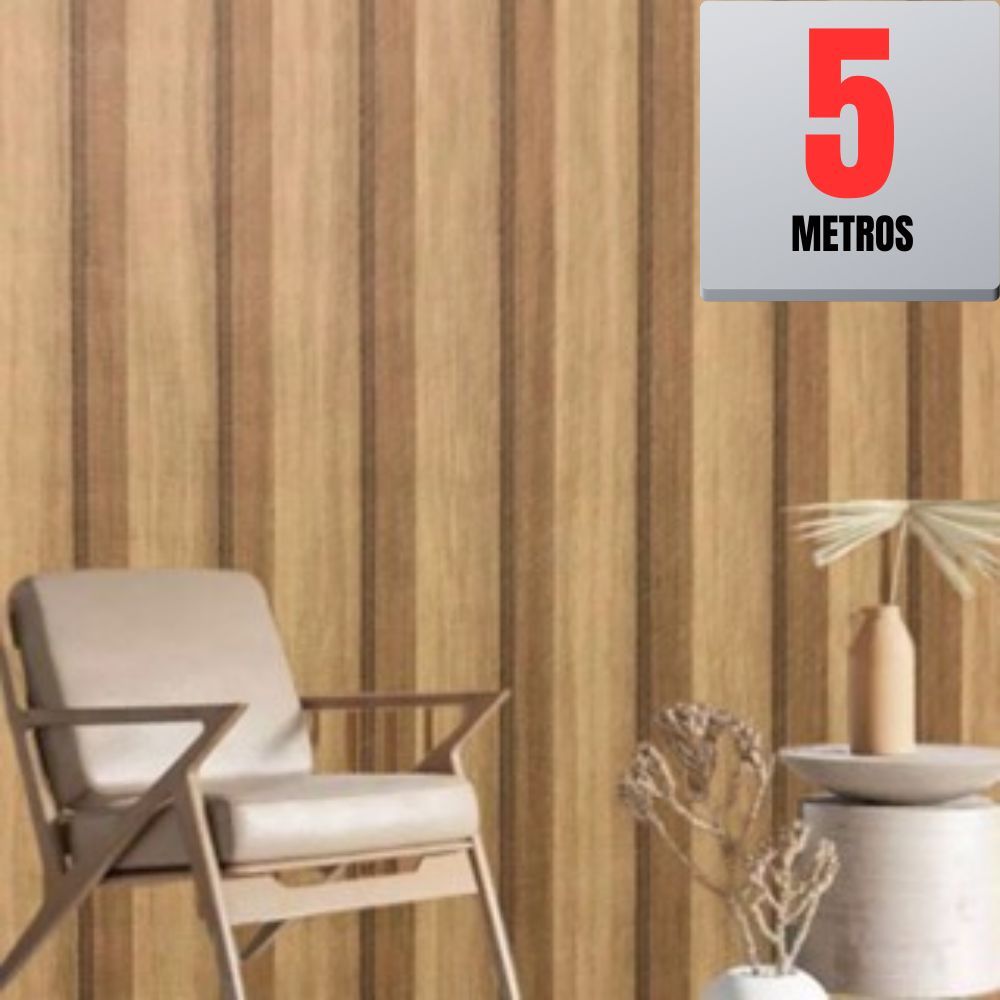 Papel de Parede Madeirado PREMIUM Texturado Bege/Marrom 5 METROS x 45CM Adesivo Autocolante Sala, Quarto
