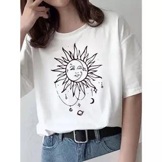 Camiseta Figura Sol E Lua Masculino Feminina Poliéster Casual Camisa Dry Fit