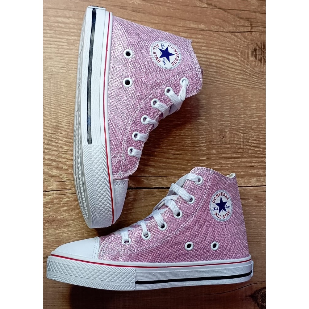 Tênis Infantil Feminino Converse All Star Cano Alto Rosa Glitter Converse  na Carroussel Kids