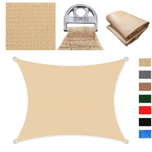 Tela Sombreamento 90% Cor Areia Cobertura 3x2,5 Metros Toldo Retangular