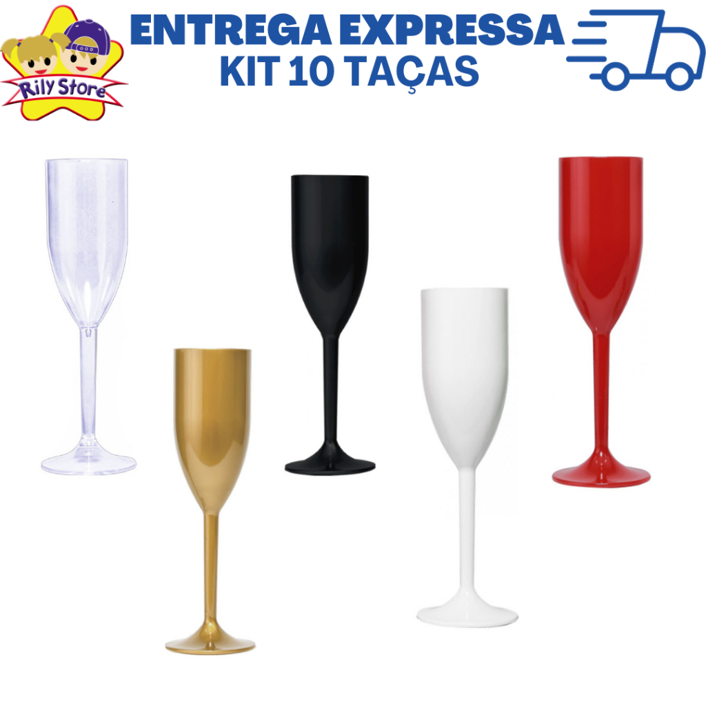Kit 10 Taças Champanhe para Decoração - Natal - Festas - Diversas Cores