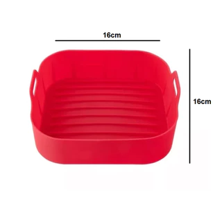 Forma de Silicone 16cm Quadrada para Air Fryer Cinza Vermelha Resistente de Silicone Reutilizável em Oferta na Shopee