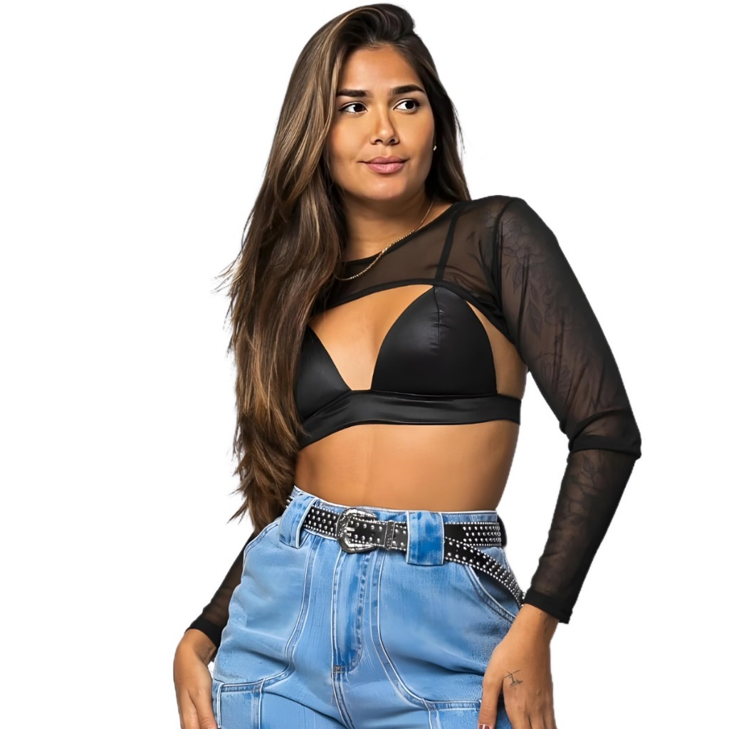 Blusa Transparente Roupas Com Sutiã£ De Renda Blusa Feminina Da Moda Manga  Longa Renda Transparente, image size:1024x1024