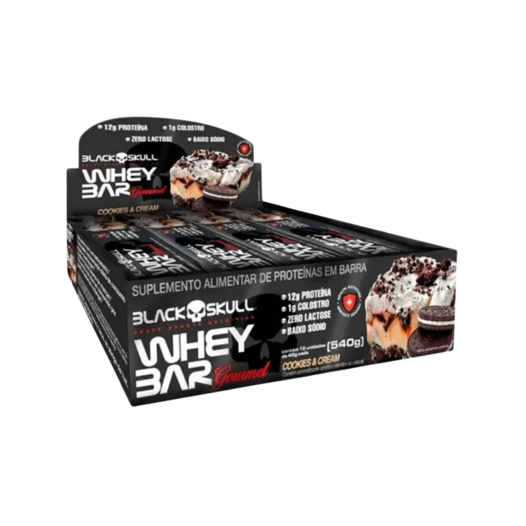 Whey Bar Gourmet - Zero Lactose - Caixa c/12 Un - Black Skull