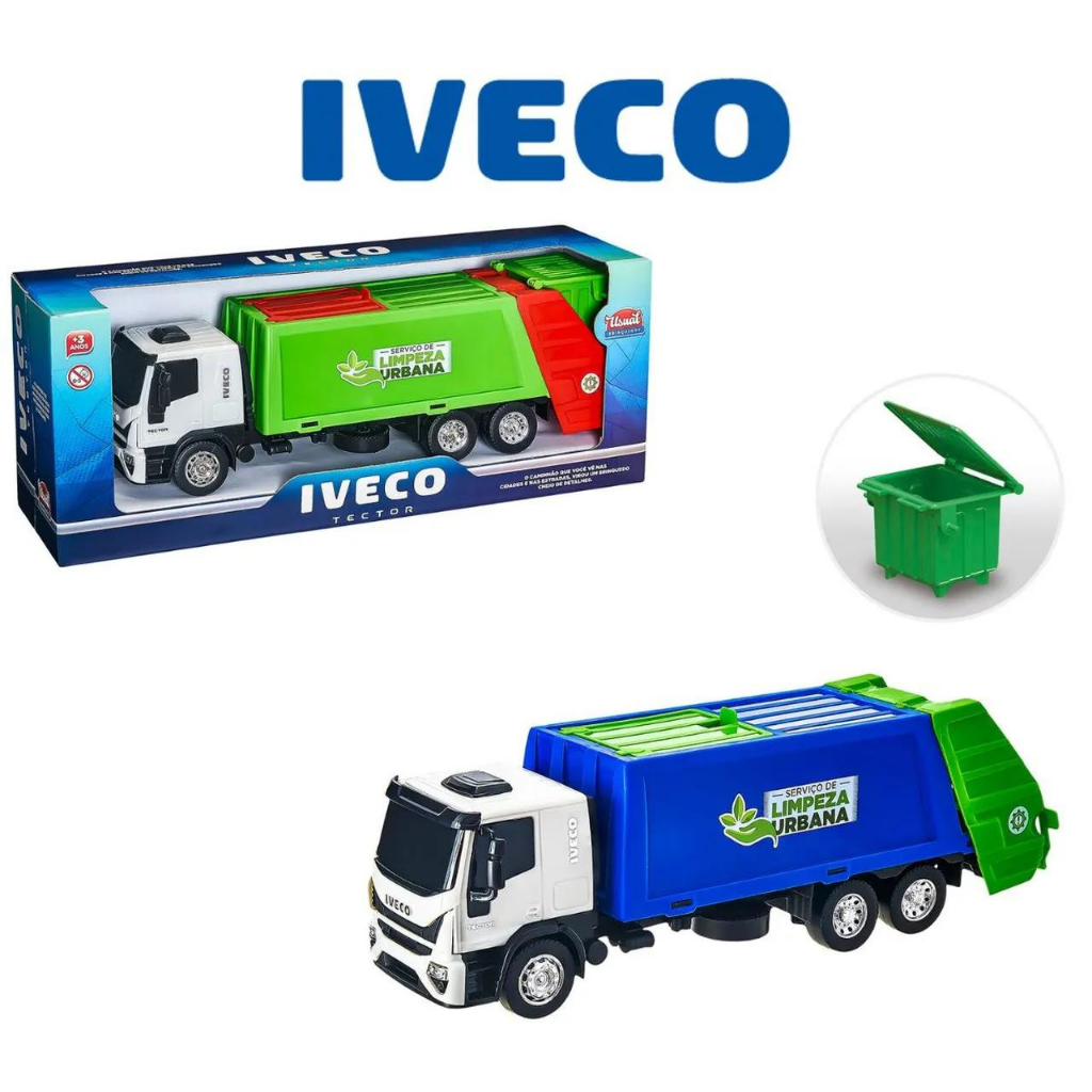 Caminhão Brinquedo Plataforma c/ Trator + Onibus Iveco + lixo na Americanas  Empresas