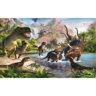 Painel De Festa Vertical + Trio De Capas Cilindro - Jurassic World Dinossauro  Rex Realista - Via Cores - Paineis de Festa