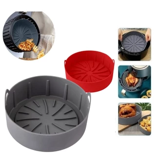 Forma de Silicone 16cm Redondo para Air Fryer Cinza Vermelha Resistente de Silicone Reutilizável em Oferta na Shopee