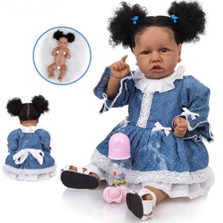 Boneca Bebê Reborn Negra Barata Morena Membros Silicone