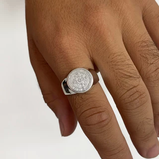 Anel São Bento Unisex em Prata 925 de lei
