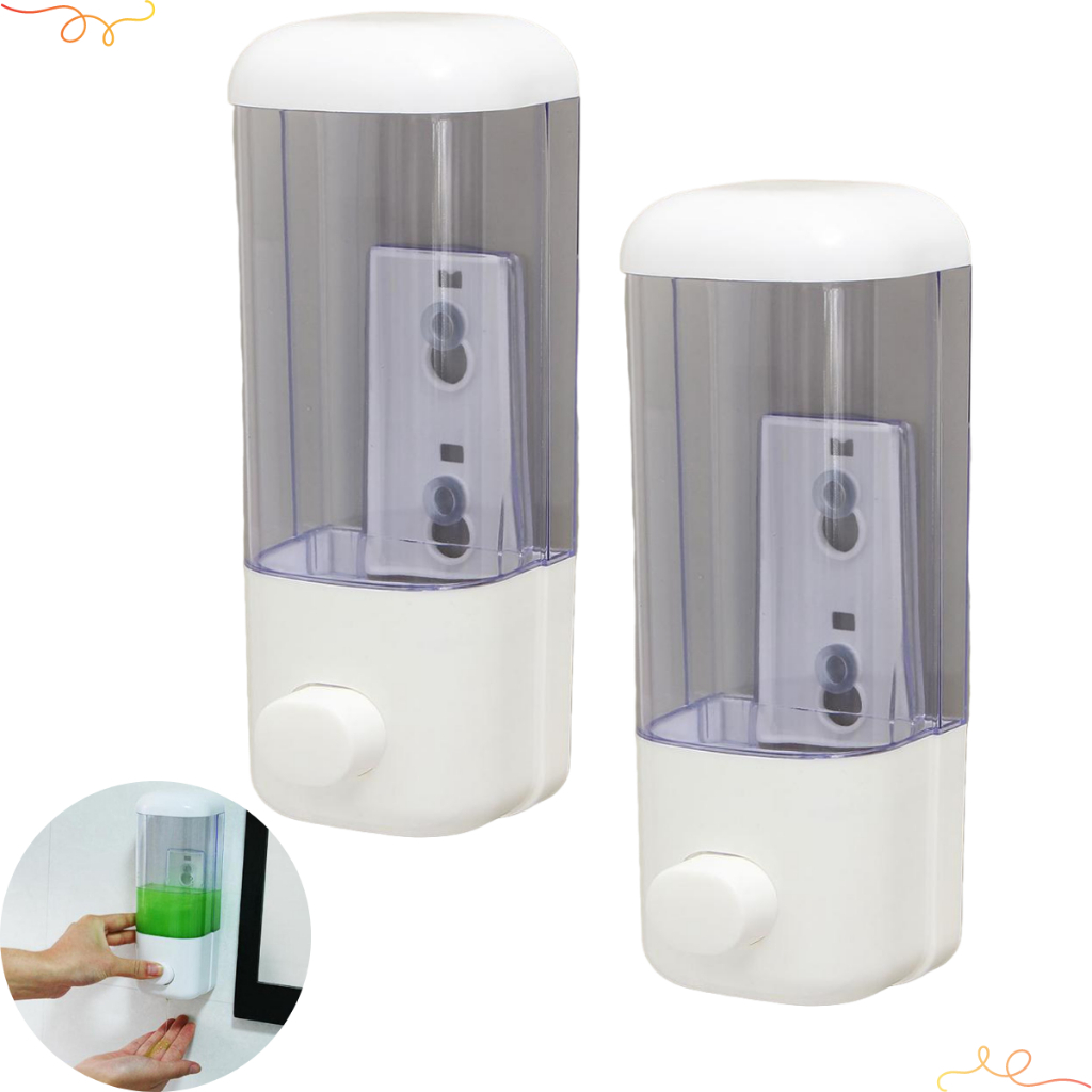 Kit 2 Dispensers Suporte de Parede Shampoo Condicionador Sabonete Líquido Gel Detergente Álcool Saboneteira Plástico 500Ml - MP