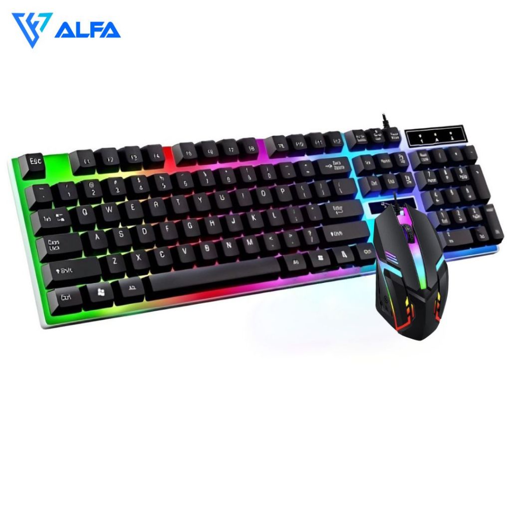 Kit Gamer Teclado Semi Mecânico + Mouse Led Rgb Iluminaria Jogos Usb para Pc