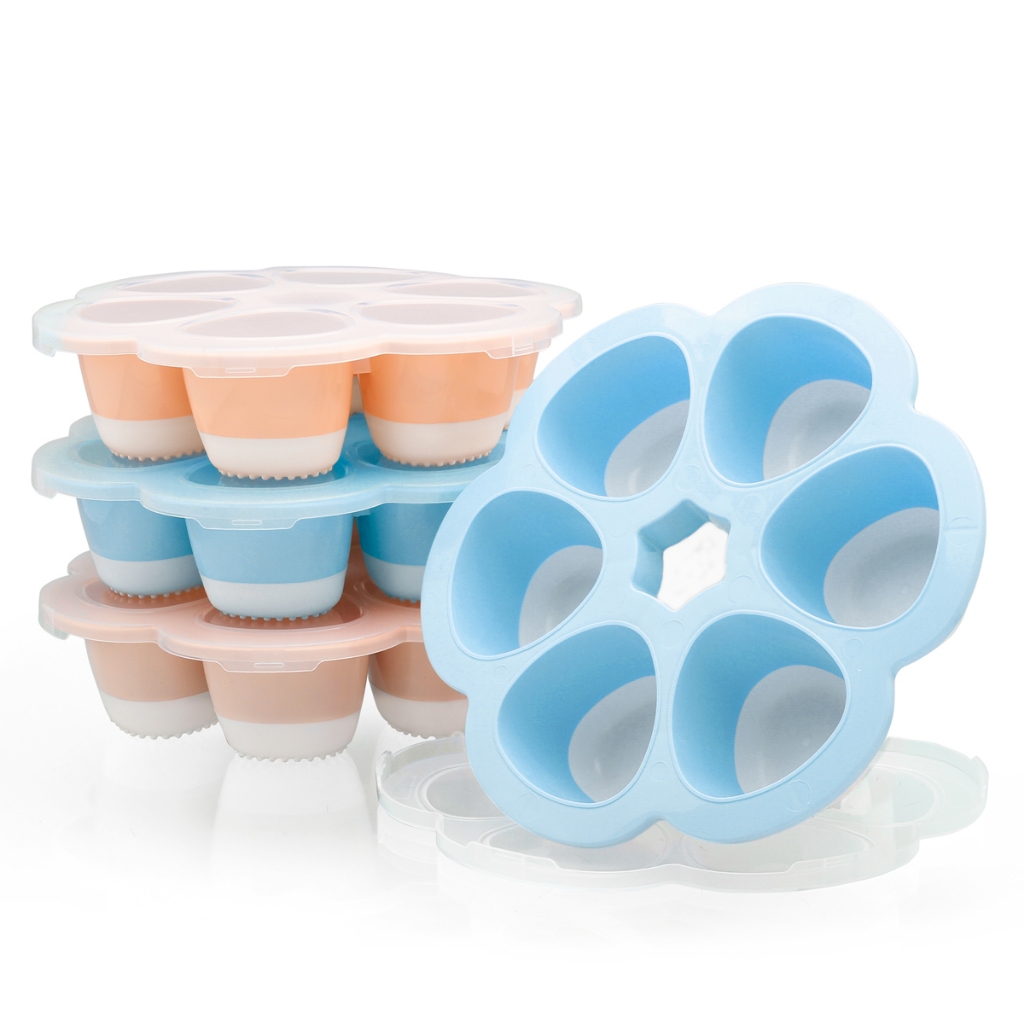 Imagem do produto Porta Pote Papinha Recipiente Fundo De Silicone Com 6 Divisórias e tampa essencial para introdução alimentar congelar Comida, frutas do bebê 2