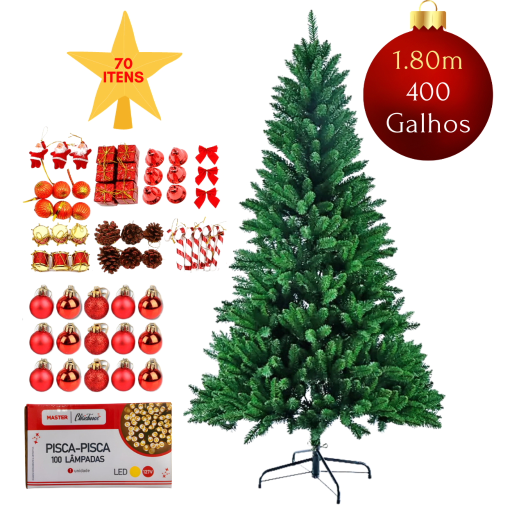 Árvore de Natal Nevada 1,80M - 740 Galhos - Pé de Ferro