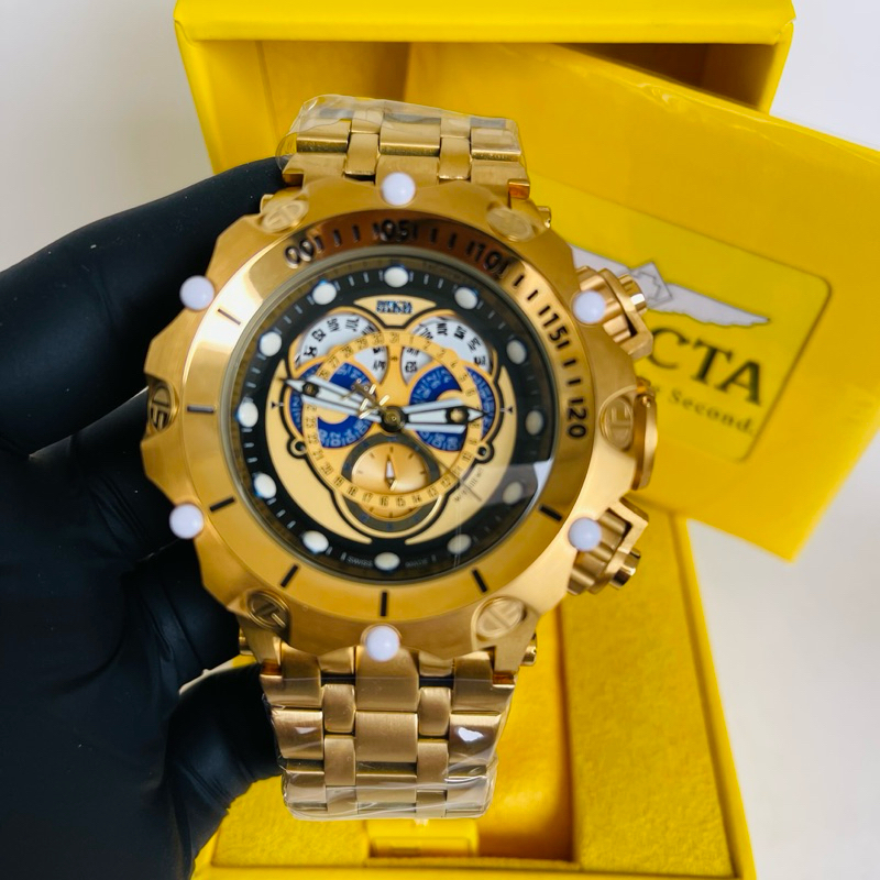 Comprar Relógio Masculino Invicta Zeus Magnum Dourado Pretol P/aço -  R$149,99 - Rélógios no Atacado