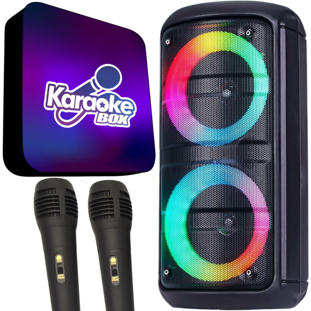 Karaoke Box Profissional Com Pontuação Completo Com Caixa De Som E Microfones Diversão Garantida
