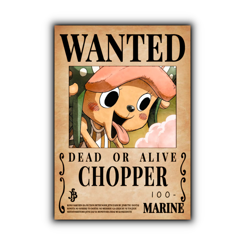 Placa Decorativa One Piece Chopper Wanted Poster Quadro em