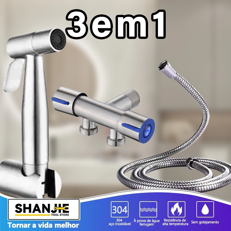 Ducha Higiênica Registro Aço Inox Super Luxo Com Derivação 2 Saídas Independentes Para envio imediato