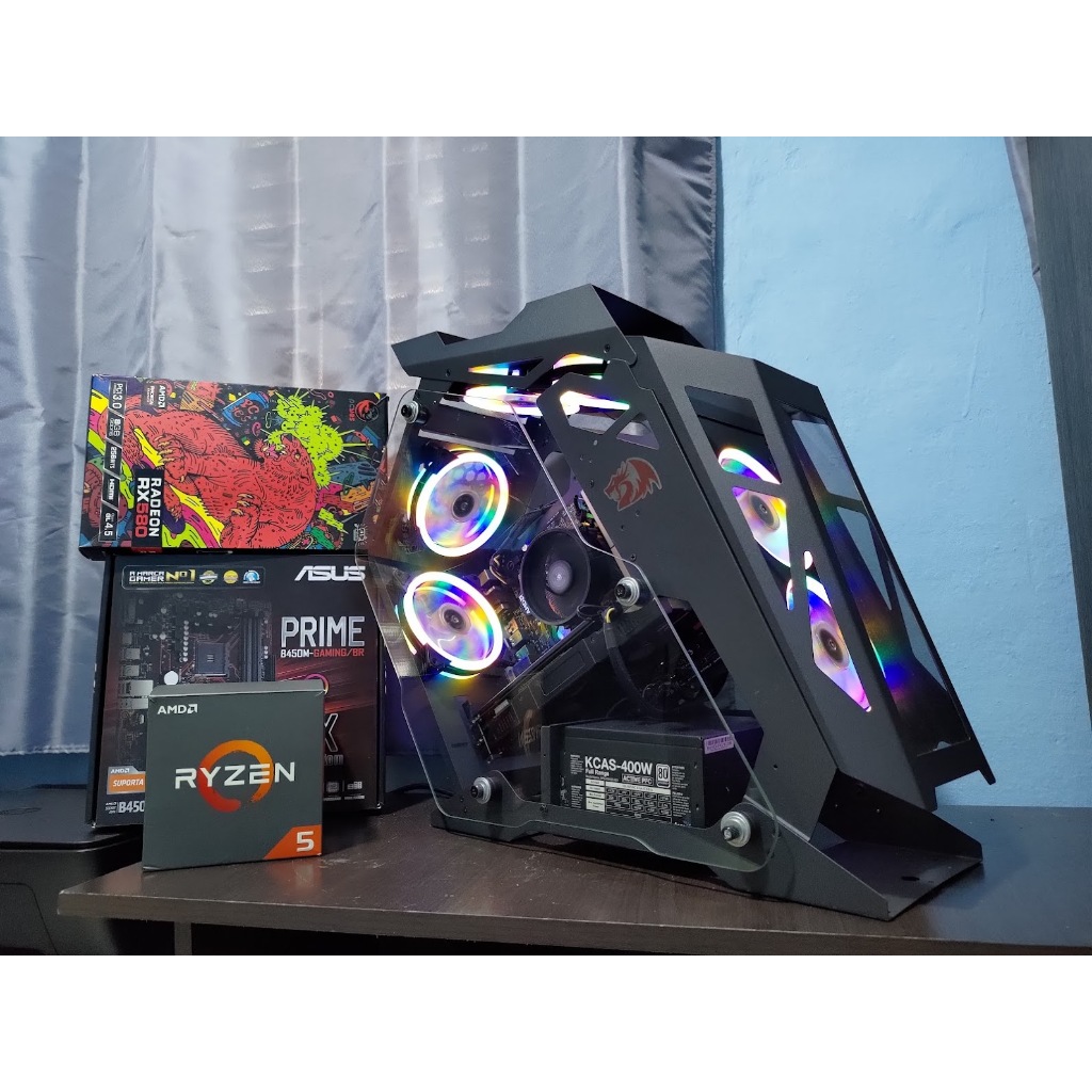 Full PC Gamer Ryzen 5 5600G 16GB RAM SSD 480Gb + 21.5 Monitor + Gamer Kit,  Black Hawk - AliExpress