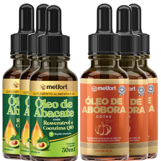 Kit 3 Óleo De Abacate Em Gotas + 3 Óleo de Semente de Abóbora