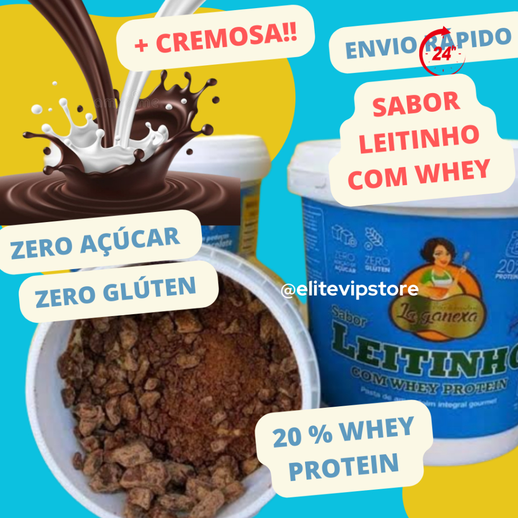 Pasta De Amendoim Leitinho Com Whey Protein La Ganexa Lançamento