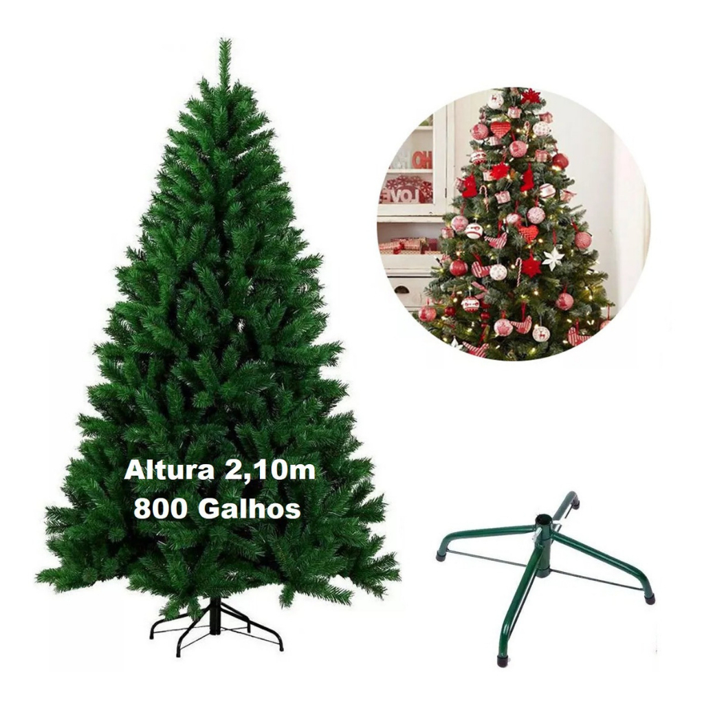 Árvore De Natal Grande 2.10m 1000 Galhos Pinheiro Cheio