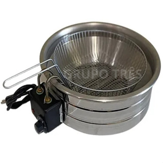 Fritadeira Elétrica com Óleo 5L Tacho Redondo Pastel Coxinha Batata Salgado Grupo Três