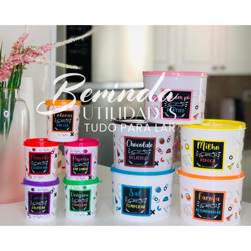 Kit potes 10 Pote plastico bpa free Porta tempero e Condimentos Coloridos