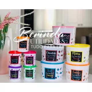 Kit potes 10 Pote plastico bpa free Porta tempero e Condimentos Coloridos