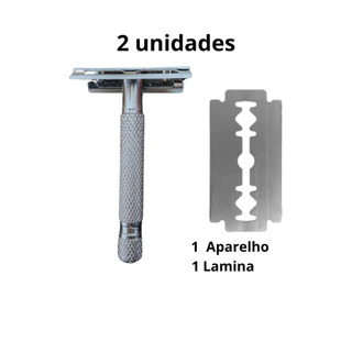 Aparelho de Barbear De Metal Retrô Duas Unidades Com Lâmina