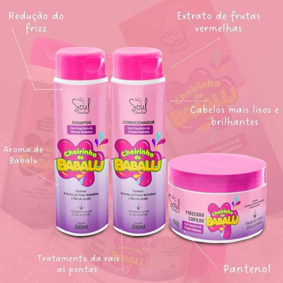 Babalu Kit Capilar Com Shampoo + Condicionador + Mascara